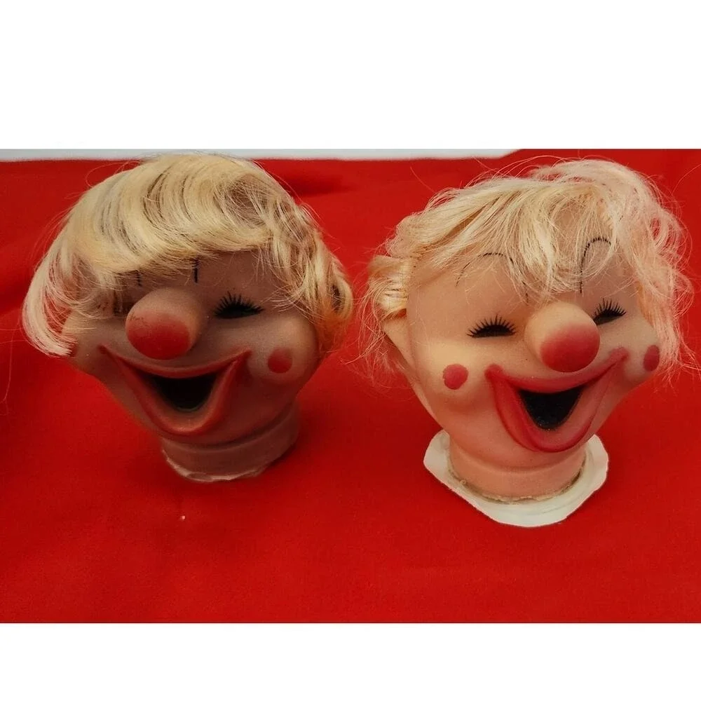 Vintage Lot of 2 Vinyl Clown Head for‎ Crafting NOS